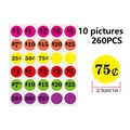 Set of 260 colorful garage sale price stickers 2.5cm labels for retail pricing use - Multicolor Price Stickers (35F)