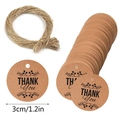 100 etichette regalo tonde in carta kraft Thank You con corda, 3cm per decorazioni nozze - Stile Grazie Floreale Semplice (31C) / Etichette E Spago