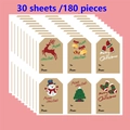 Weihnachtsaufkleber mit Rentier und Schneemann auf Kraftpapier für Geschenke - Weihnachtsferienstil (20F) / Große Blätter