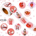 Rotolo di 500 adesivi vintage di San Valentino con 8 motivi per decorare regali - Stile Illustrazione Vintage Di San Valentino (C125)
