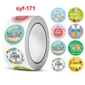 Rotolo di 8 adesivi pasquali colorati con coniglietti e uova per decorazioni festive - Stile con Motivo a Cartoni Animati di Pasqua (syf-171) / Diametro 2,5 cm/1 Pollice