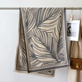 Elegant cashmere feel scarf with palm leaf jacquard pattern and fringes in taupe - Gray (GSJ-349-Gray)