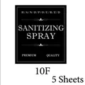 Waterproof sanitizing spray bottle stickers with 5 sheets of black and white labels - Sanitizing Spray (10F)