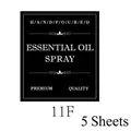 Minimalist black Essential Oil Spray bottle labels, 5-sheet set with premium design - Essential Oil Spray (11F)