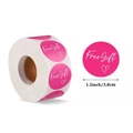Pink round Free Gift Just For You stickers, 1.5 inch gift labels roll for packaging - Pink Heart Style (E) / 25mm (500 Pieces/Roll)