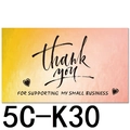 Holographic thank you card for small business with warm yellow and pink gradient - Yellow Pink Gradient Elegant Heart Style (5C-K30)