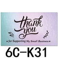 Teal and lilac gradient Thank You For Supporting My Small Business card in a pack of 50 - Cyan Blue Gradient Matte Texture Style (6C-K31)