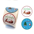 Adesivi natalizi per buste regalo con motivi Merry Christmas e Happy Holiday - Stile A / 38mm (500 fogli/rotolo)
