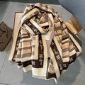 Sciarpa a righe in simil cashmere nei toni marrone e crema con logo M Star - Beige Caffè