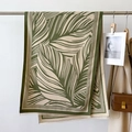Dark green and beige leaf pattern cashmere shawl scarf with tassel edges on a hanger - Green (GSJ-349-Green)