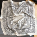Elegante crème zijden vierkante sjaal met paisley-patroon en paisley-randdetail - Paisley Print Vierkante Sjaal / Beige