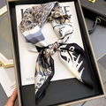 Silk square scarf featuring abstract leopard floral print and elegant satin texture - 65*65cm / Beige-Black