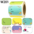 Roll of 200 Happy Birthday stickers with 6 colorful gift tag designs and writing space - 6 Birthday Illustration Designs (W201) / 200 Pcs Per Roll