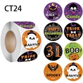500 adesivi Halloween in rotolo con 8 disegni di zucche, fantasmi e pipistrelli - Set B di Cartoni Animati di Halloween (CT24) / Diametro 3,8 cm/500 pezzi