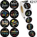 500-count roll of black chalkboard style motivational stickers for rewards and sealing - Motivational Black Background Color (K217)