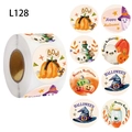Rol met 500 aquarel Halloween stickers met spoken, pompoenen en grappige patronen - Halloween Multi-patroon Stijl (L128) / 1 inch / 2,5 cm