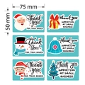 Set mit sechs festlichen Weihnachts-Dankesaufklebern mit Feiertagsmotiven, 75x50mm - Gemischte Weihnachtsthemen (CM2206019) / In Rolle
