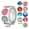 Rouleau de 500 autocollants Joyeux Noël avec divers motifs de fêtes, taille de 2,5 cm - Série d'illustrations de Noël Style A (syf-93)