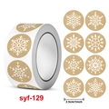Adesivi natalizi in carta kraft con fiocchi di neve bianchi per sigillare regali - Motivi a Fiocchi di Neve Bianchi (syf-129)