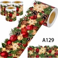 Christmas border stickers roll with poinsettia pine branches and festive ornaments - Christmas Poinsettia & Pine Style (A129) / 7.5cmX18m