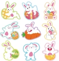 Nove adesivi con coniglietto pasquale e uova colorate in un layout a griglia 3x3 - 9 Disegni di Coniglietti Pasquali (Stile A) / 2x1,3 Pollici
