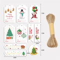 Set di 50 etichette regalo natalizie con corda in iuta e vari motivi festivi assortiti - Stile Serie Natalizia (P-62)