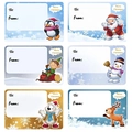 Set di 6 etichette regalo di Natale con disegni di pinguini, Babbo Natale e renne - Mix di Natale Cartoni Animati (A) / 16*17CM