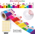 Detailed view of 35ft colored pencil border stickers with adhesive dot sheets for classrooms - 7.6cm x 5m (Include Glue Dots)