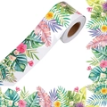 Tropical floral bulletin board border trim roll with hibiscus flowers and green leaves - 6cm*5m