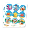 Autocollants de Noël tropicaux avec Père Noël et renne en vacances d'été à la plage - Style A (10 Feuilles/Paquet)