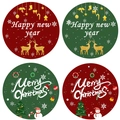 Set di adesivi natalizi rotondi con motivi di renne, pupazzi di neve e alberi festivi - Stile A (10 Fogli/Confezione)