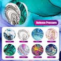 Detail view of 8 colorful fluid art sensory stickers for stress relief and anxiety - Fluid Marble Style (Style B) / 10 Sheets/Pack