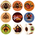 Détails de divers autocollants de dinde et citrouille pour cadeaux de Thanksgiving Day - Style A - 25mm (500 pièces/rouleau)