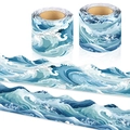 Bulletin board border trim featuring blue ocean wave patterns with scalloped edges - 6cm*5m
