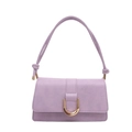 Lavender faux leather baguette bag with gold U-shaped metal buckle and knotted strap - Purple