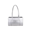 Borsa sottobraccio argento metallizzato con finitura lucida e dettaglio tasca frontale - Argento