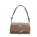 Minimalist khaki underarm bag with gold U-shaped buckle and slim knotted double straps - Khaki