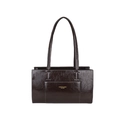 Borsa a tracolla marrone scuro lucida in pelle con texture vintage effetto cerato - Marrone