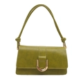 Sac sous le bras vert avocat de style français avec élégante boucle en métal doré en U - Vert
