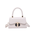 Chic cream white crossbody handbag with stylish gold lock and detachable shoulder strap - White