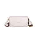 Minimalist beige crossbody bag with patterned wide woven strap and gold hardware - Off White