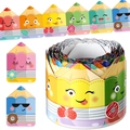 Colorful pencil-shaped bulletin board borders with cute cartoon emoji faces for classroom decor - 7CM*5M