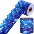Blue mermaid scale bulletin board border trim roll with gradient wave edge design - Style B - Blue Purple Gradient Fish Scale (X-258194) / 5 Meters