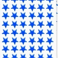 Flat lay view of vibrant blue star reward stickers neatly arranged on white background - Blue