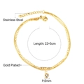 Detail of 18k gold plated double-layer stainless steel anklet with crystal pendant - Round Zircon Pendant Double Layer Style (AN11290AG)