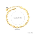 Minimalist gold stainless steel link chain bracelet with lobster clasp and adjustable length - Gold Drum Bead Chain Bracelet (BC211118G)