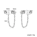 Silberne Edelstahl-Doppelohrring-Stecker mit Sternblumen und Quastenkette für Damen - Silber (EA5D220AS)