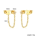 Details des 5mm Blumenohrsteckers mit 4cm Kette und Gewichtsangabe von 1,6 Gramm - Gold (EA5D220AG)