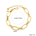 Gold stainless steel oval link chain bracelet with lobster clasp and adjustable length - Gold Oval Link Clasp Style (BC209618G)