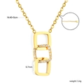 Detail of gold necklace pendant with three linked rectangular rings and white zircon stones - Gold Style (NE2G360MG)